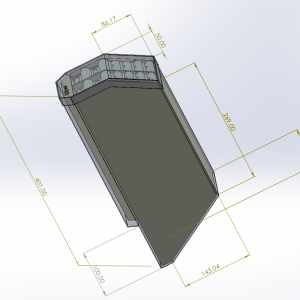 Shortened CRF250 supplied angled CAD model with complete dimension annotations; not a finished-pack measurement