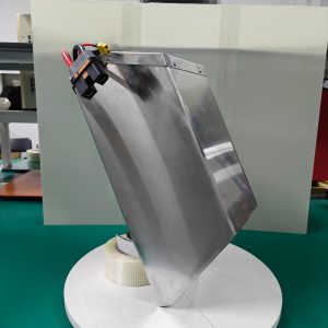 Opposite angle of the same silver shortened CRF250 case showing its depth and sloped outline