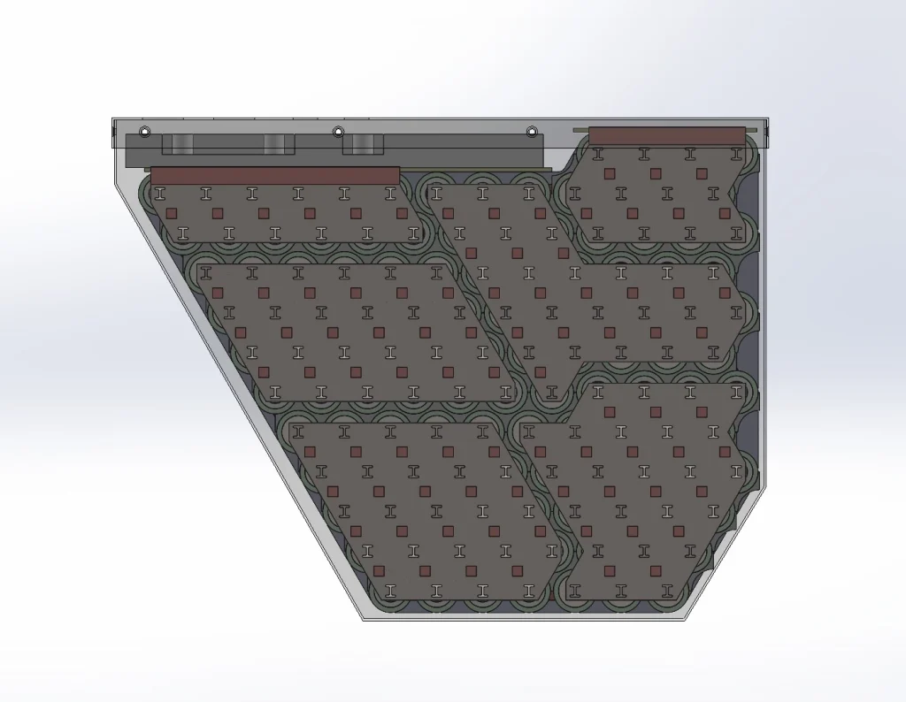 V-shaped outline, modelled first.