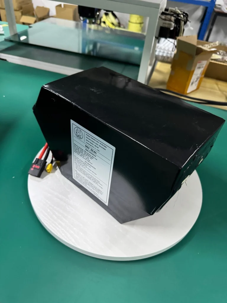 Finished 2026 Fiido 96V battery, rear view with label