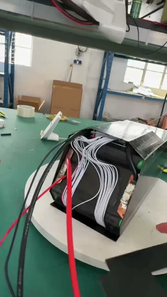 The wrapped Light Bee pack with its harness going into the black case