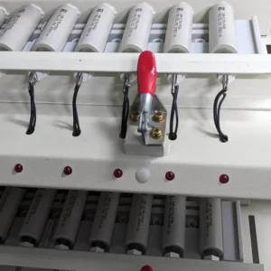 Battery cells arranged during workshop inspection