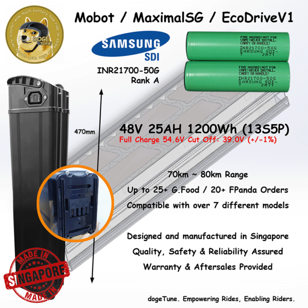 Universal 48v 25ah Samsung 21700 Li-ion Battery Pack For MaximalSG X20 / X16 / Kolmax / MOBOT ORCA / Leader / Ultra / Eco Drive V1 / Ranger / Junior / Kiddo